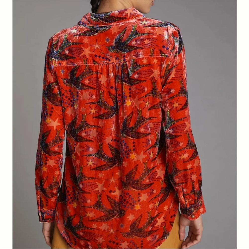 NWOT Maeve Anthropologie Dark Orange Velvet Top 6 - Picture 3 of 13